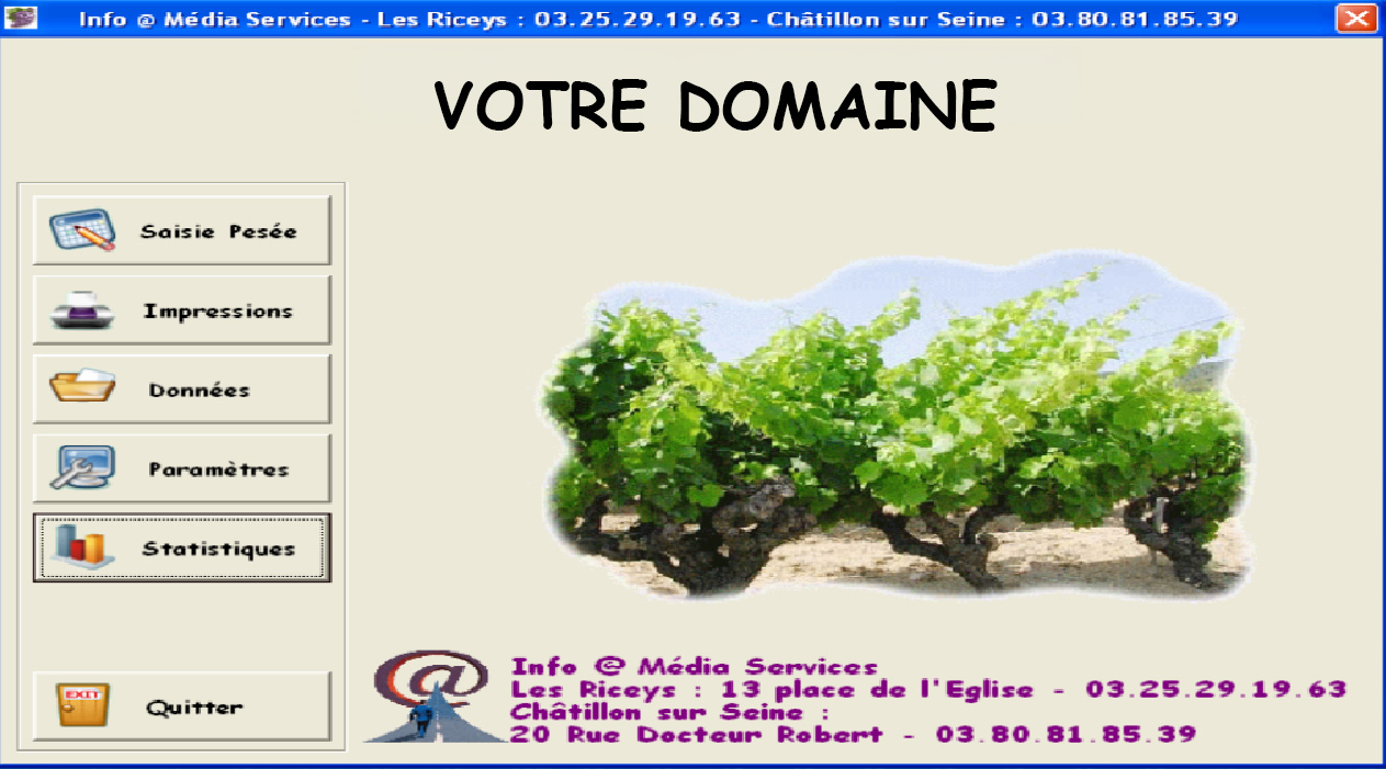 Ancien logiciel de pesée viticole sur Windows